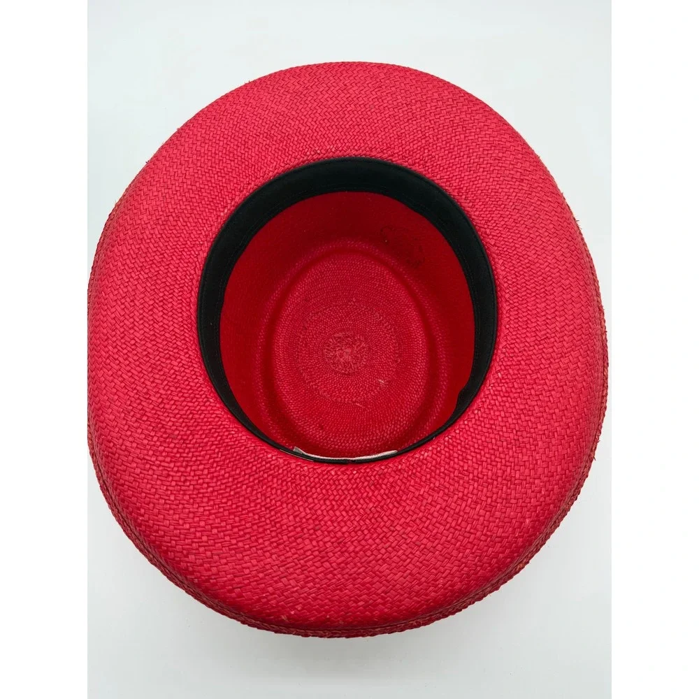 Fiesta Phoenix Arizona Red Straw Sun Hat Wide Brim Boater Made USA Large Vntage